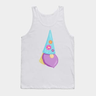 Cute Gnome, Little Gnome, Garden Gnome, Flowers Tank Top